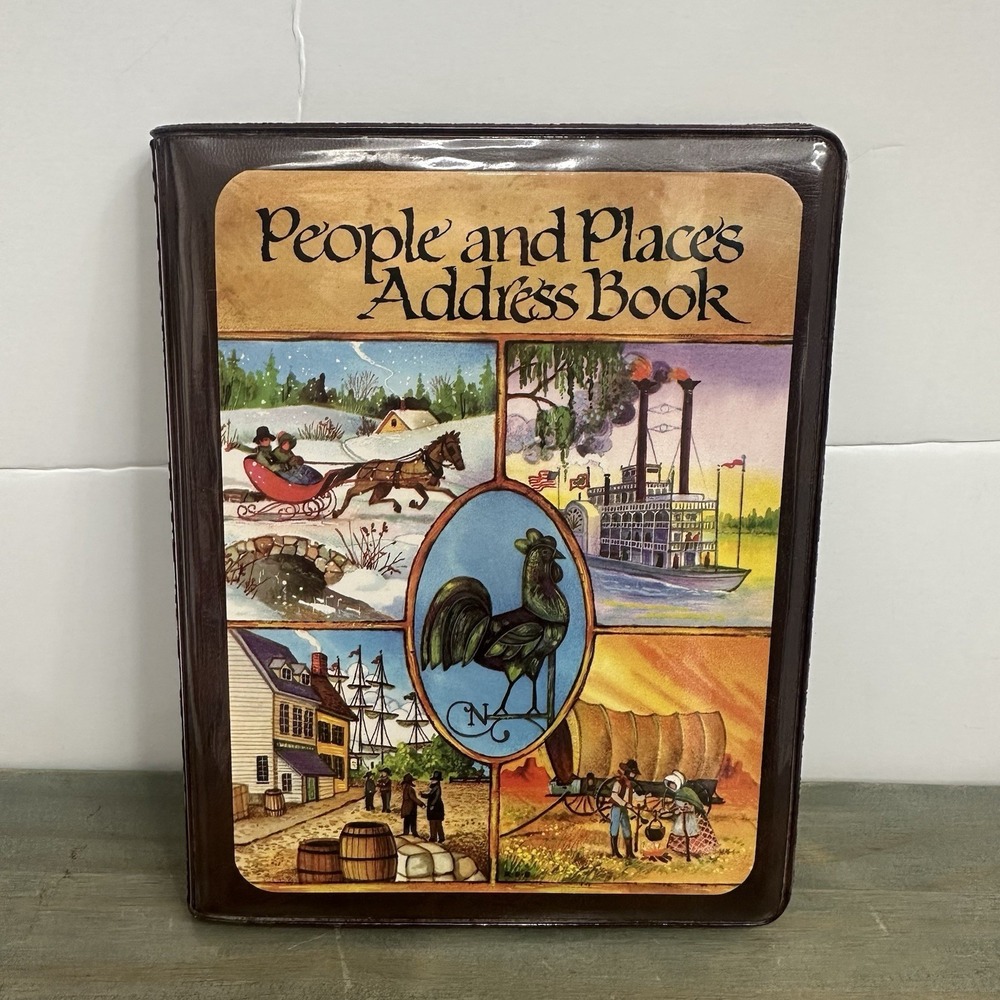 Vintage Address & Telephone Numbers Book Birthday Farm Pioneer Sleigh Art Unused